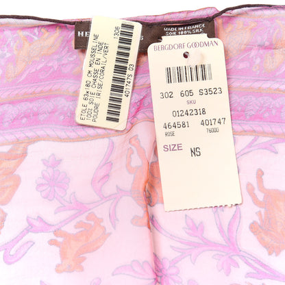 Hermes Silk Mousseline Chasse En Inde Stole Poudre Irise Corail Vert 3 of 4