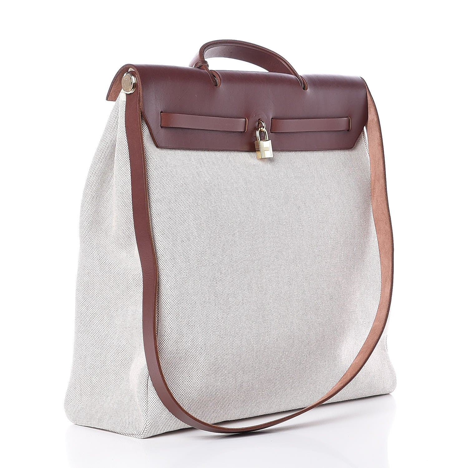 Hermes Toile Calfskin Herbag 39 GM Natural 4 of 8