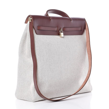 Hermes Toile Calfskin Herbag 39 GM Natural 4 of 8