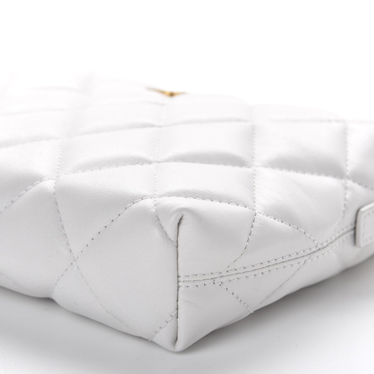 Nappa Calfskin Quilted Touch B Camera Shoulder Bag White