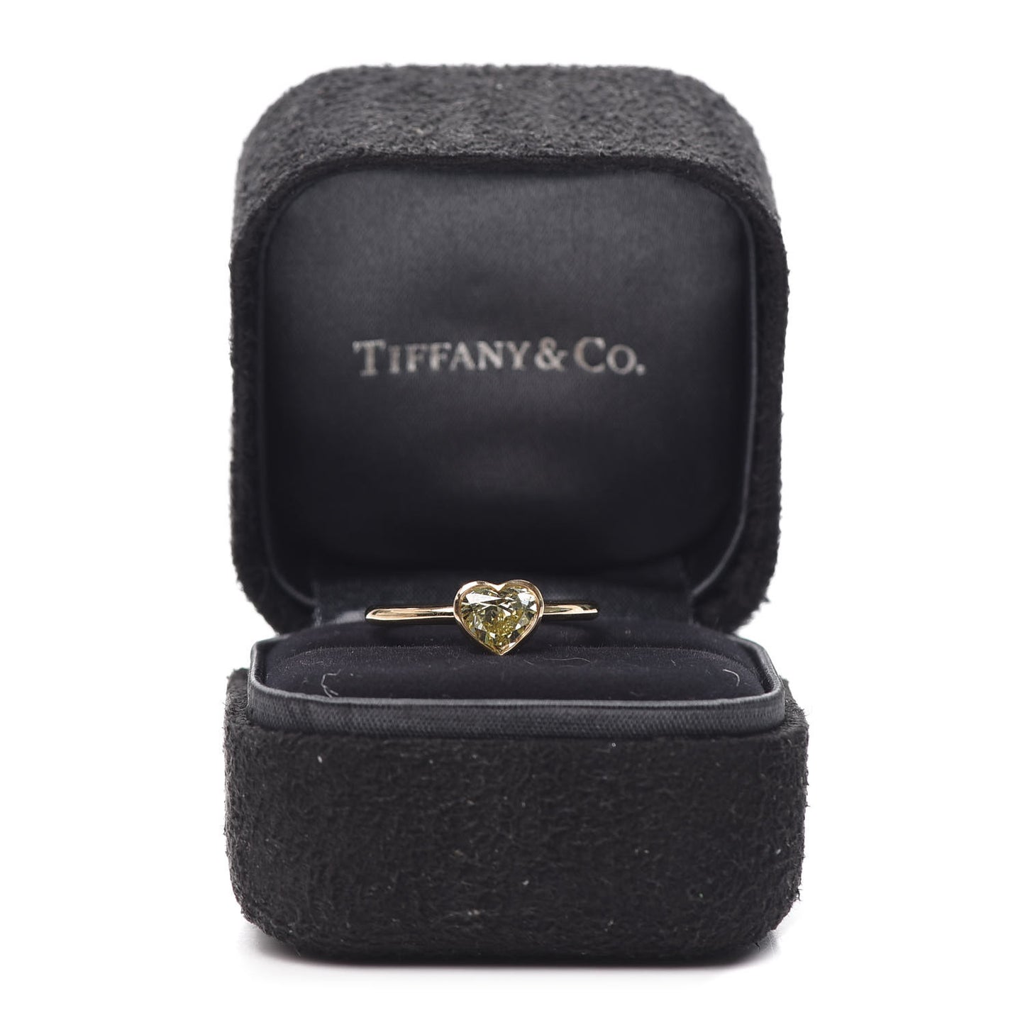 18K Rose Gold Fancy Light Yellow Diamond Bezet Heart Ring 55 7.25