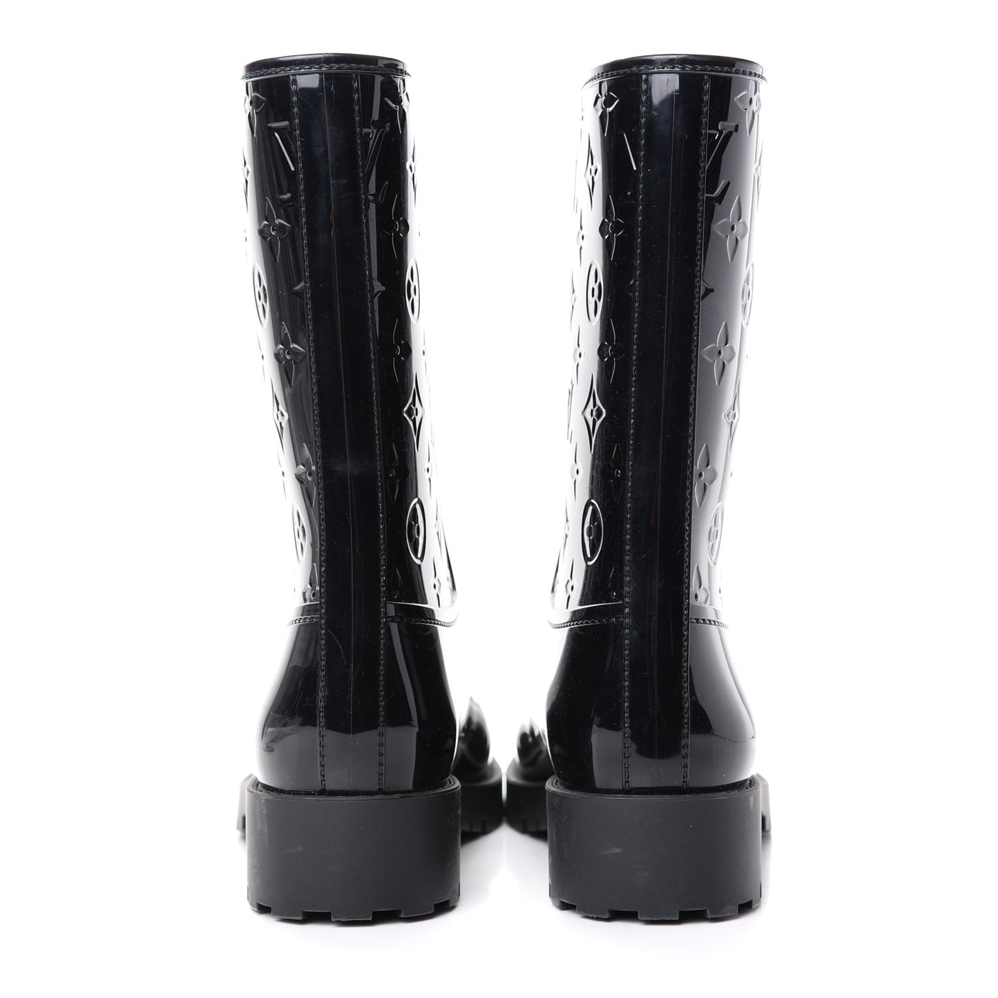 Rubber Embossed Monogram Drops Flat Half Boots 40 Black