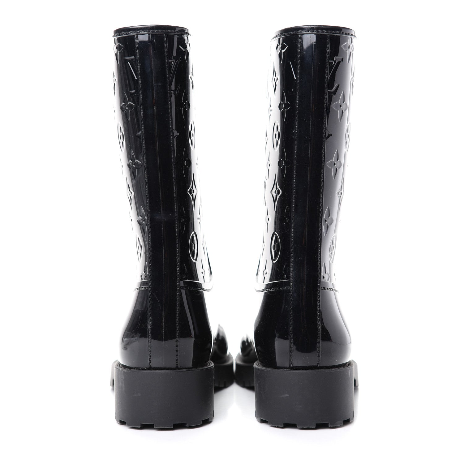 Louis Vuitton Rubber Embossed Monogram Drops Flat Half Boots 40 Black 7 of 9