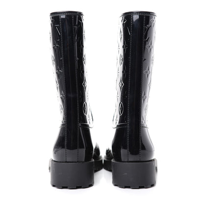 Louis Vuitton Rubber Embossed Monogram Drops Flat Half Boots 40 Black 7 of 9