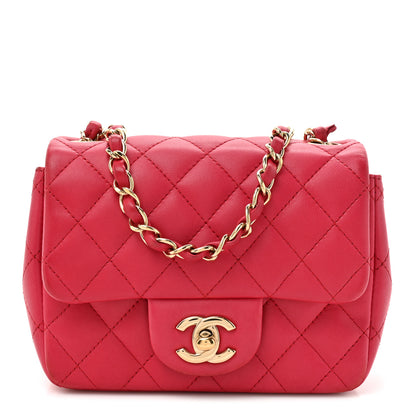 Chanel Lambskin Quilted Mini Square Flap Dark Pink 1 of 14