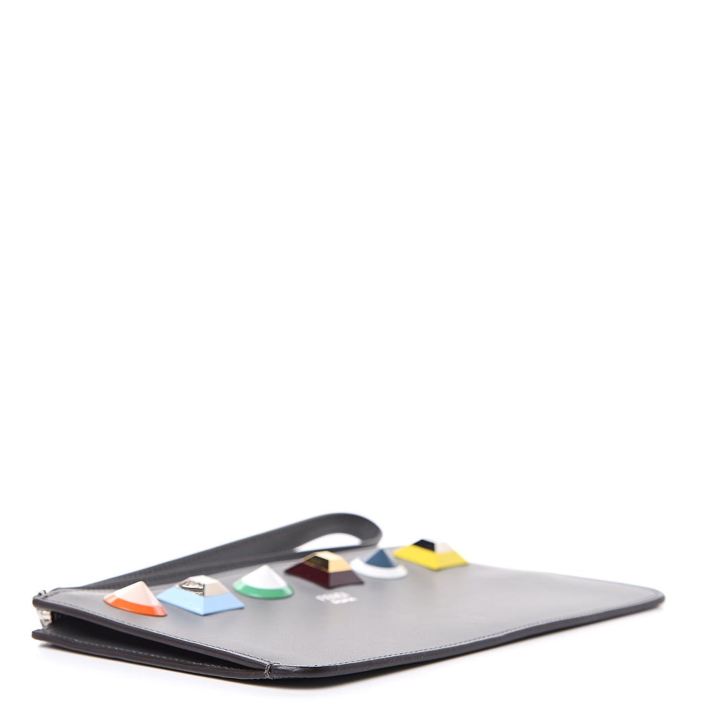 Vitello Liberty Studded Zip Pouch Asfalto Multicolor