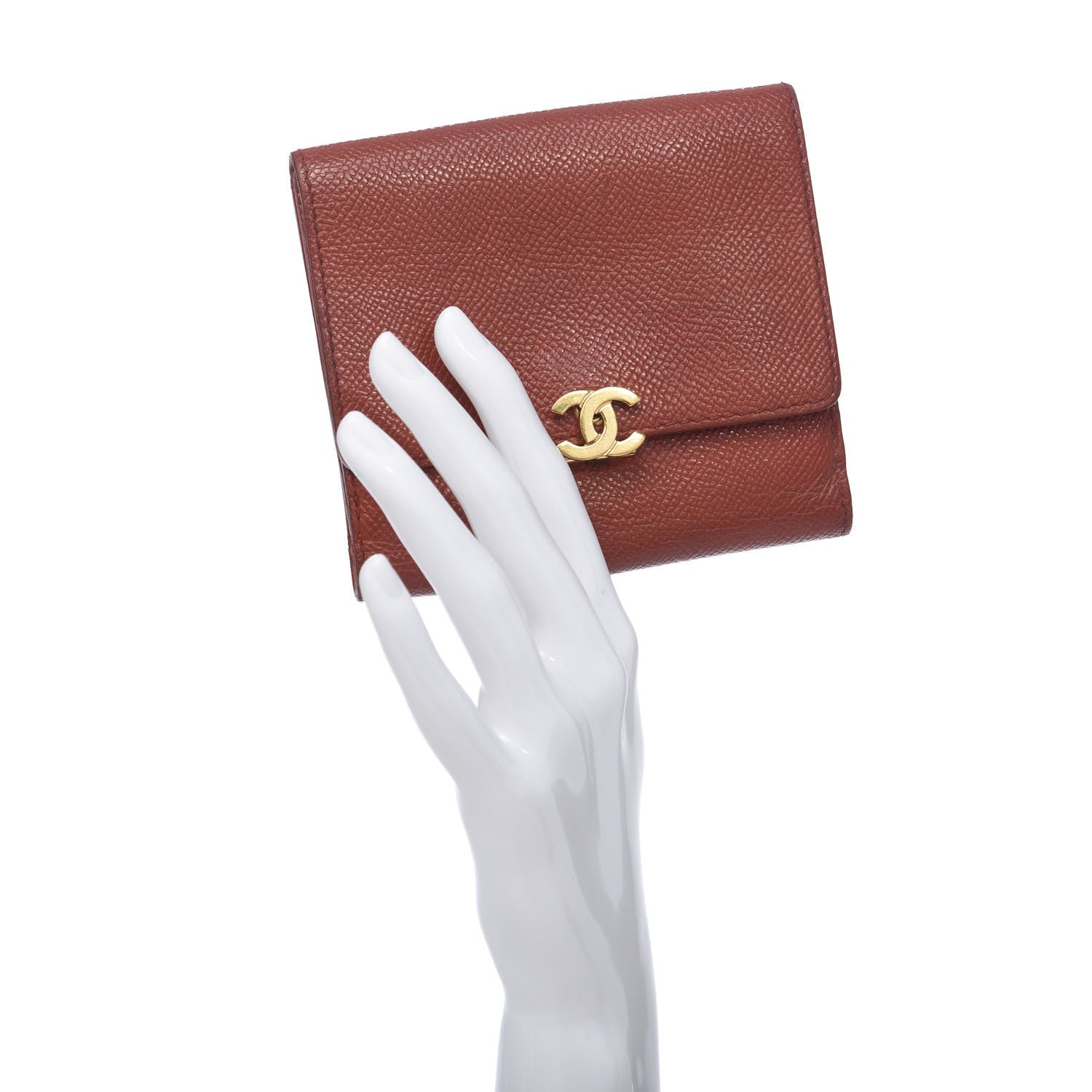 Chanel Grained Calfskin CC Compact Wallet Light Red 2 of 17