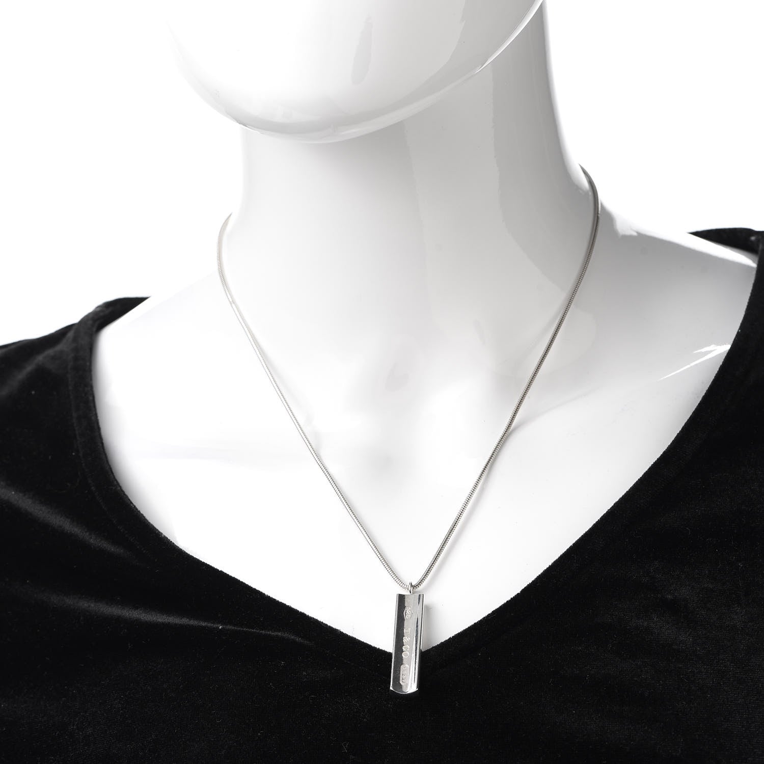 Tiffany Sterling Silver 1837 Bar Pendant Necklace 2 of 5