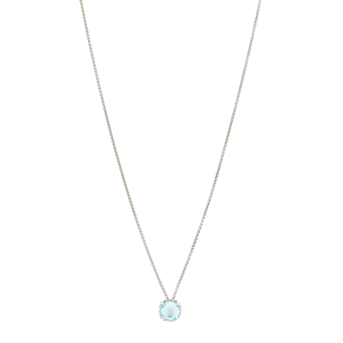Sterling Silver Blue Topaz 8mm Chatelaine Pendant Necklace