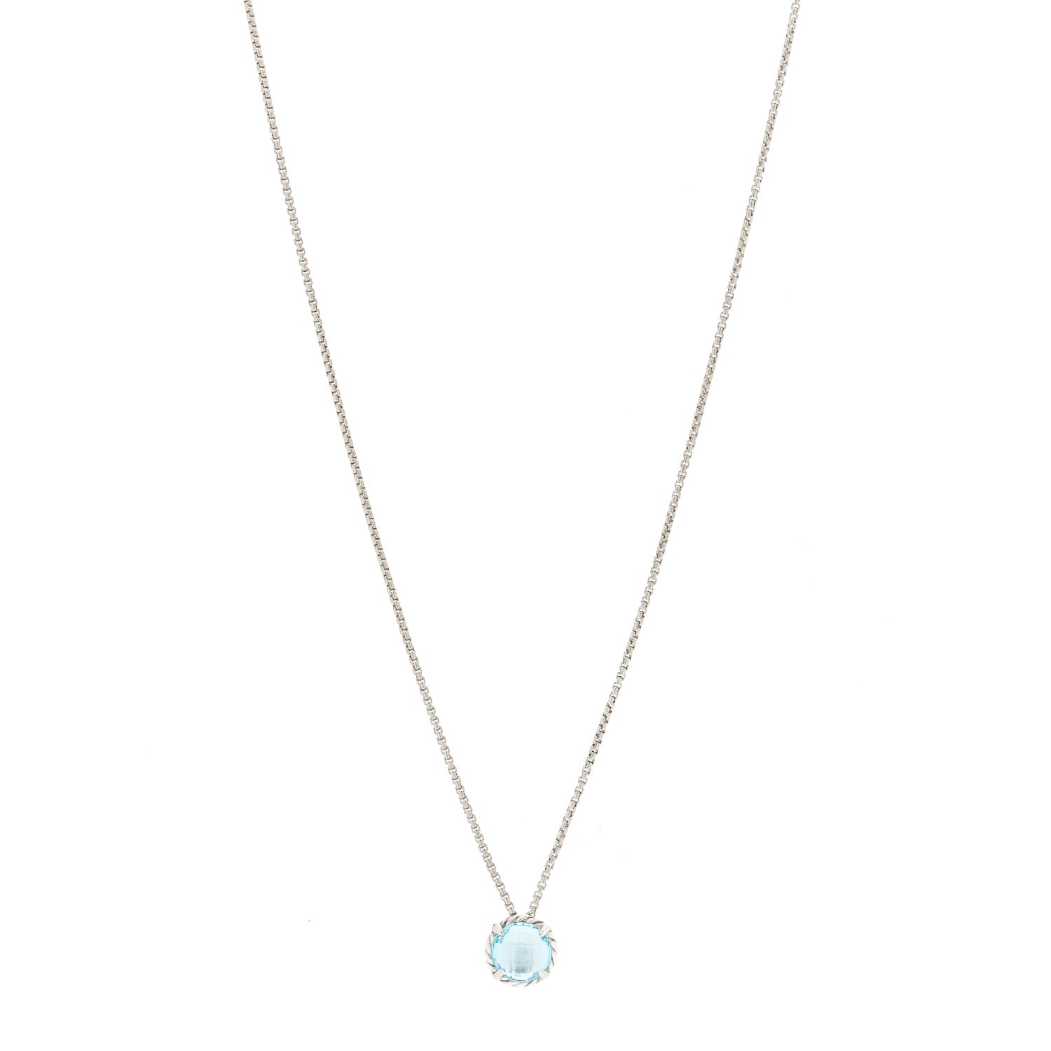 David Yurman Sterling Silver Blue Topaz 8mm Chatelaine Pendant Necklace 1 of 5