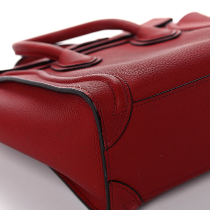 Celine Drummed Calfskin Nano Luggage Red 10 of 27
