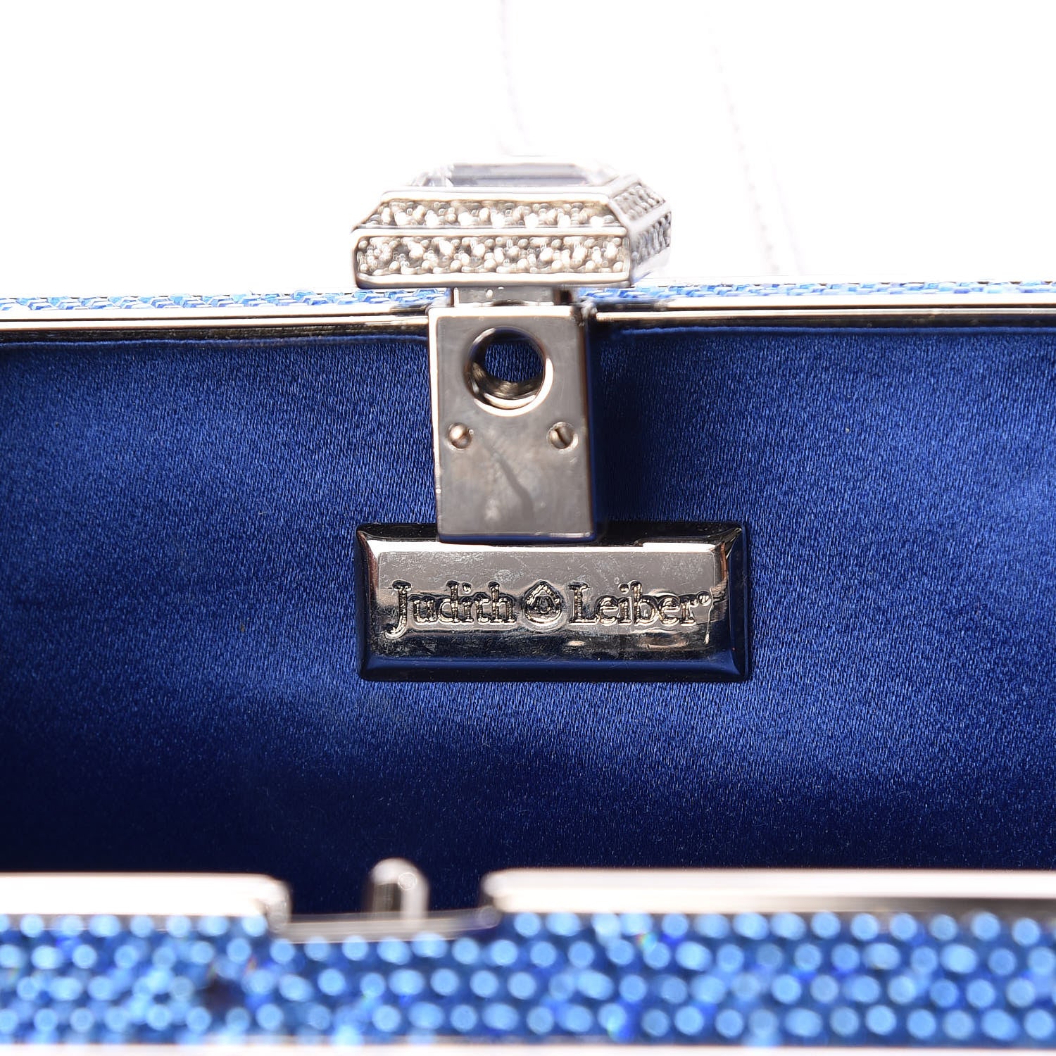 Judith Leiber Satin Swarovski Crystal Clutch Blue 7 of 9