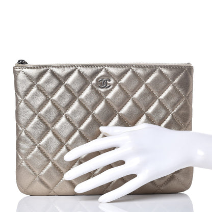 Chanel Metallic Lambskin Quilted Medium Cosmetic Case Gold 2 of 8