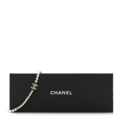 Chanel Crystal Pearl CC Long Necklace Gold 6 of 6