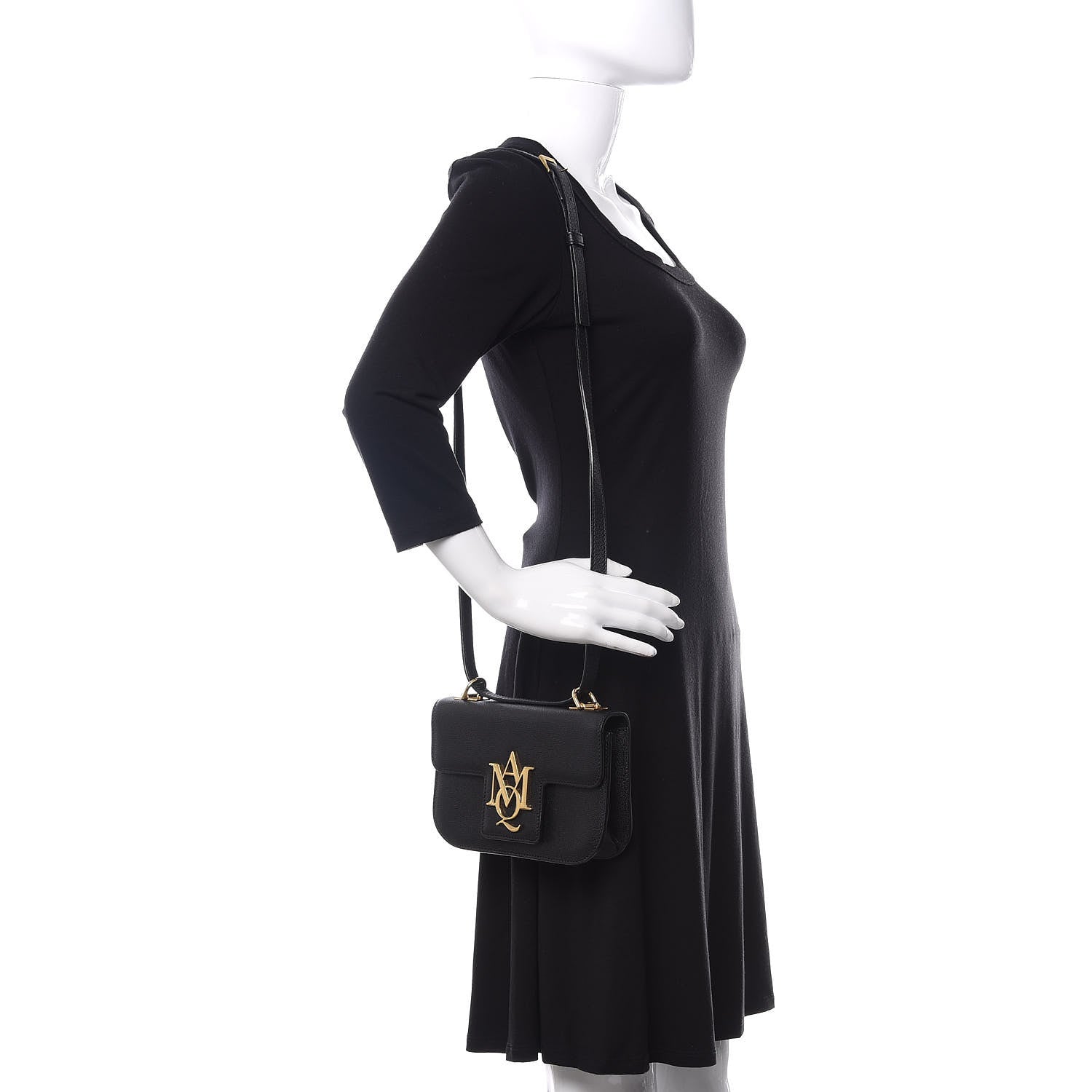 Alexander McQueen Grained Calfskin Small Insignia Flap Black 2 of 9