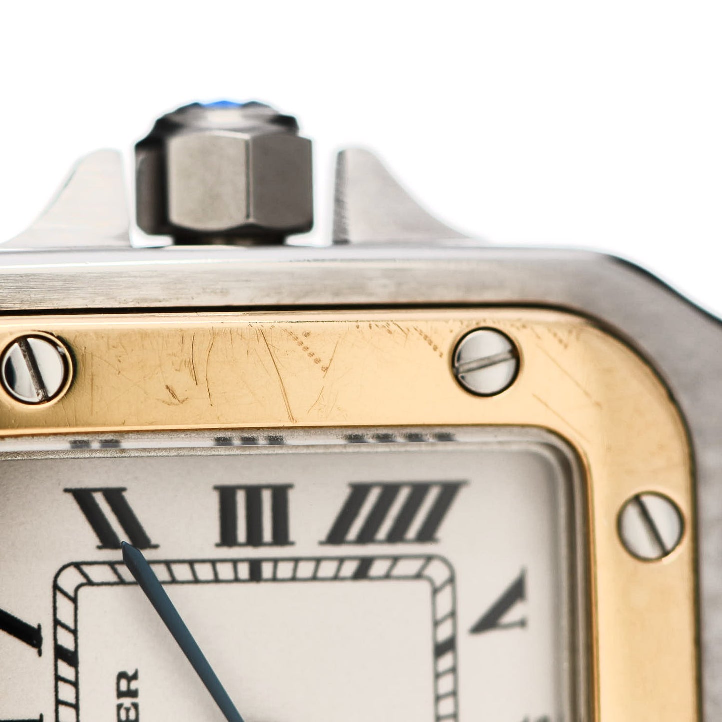 Stainless Steel 18K Yellow Gold 24mm Santos De Cartier Galbee Quartz Watch