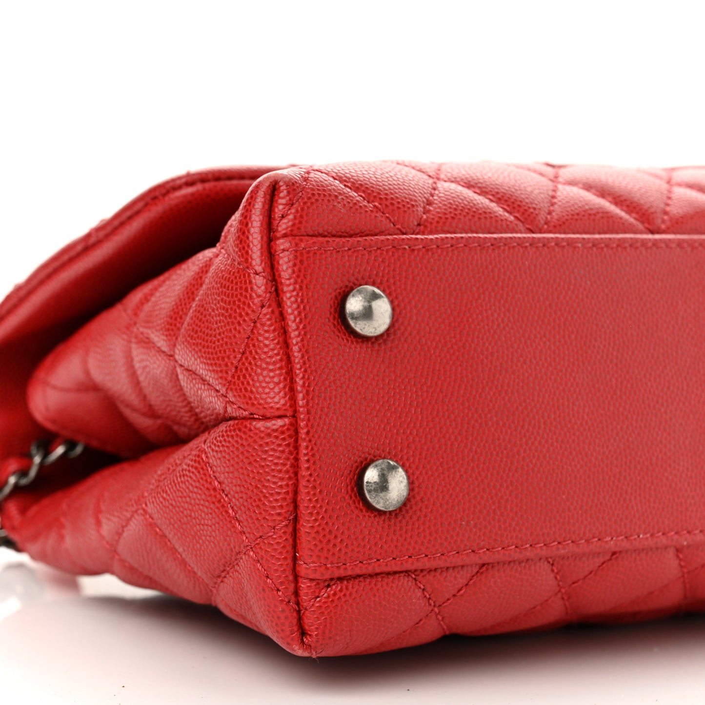 Caviar Quilted Mini Coco Handle Flap Red