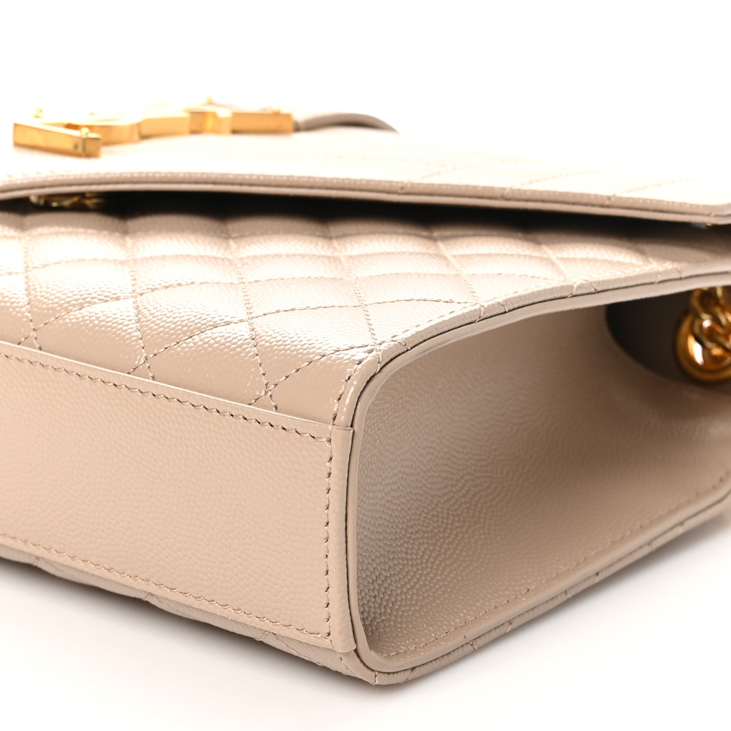 Saint Laurent Grain De Poudre Textured Mixed Matelasse Medium Triquilt Monogram Satchel Dark Beige 10 of 10