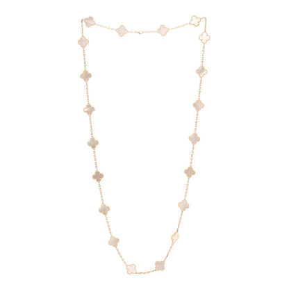 Van Cleef & Arpels 18K Yellow Gold Mother of Pearl 20 Motifs Vintage Alhambra Necklace 3 of 6