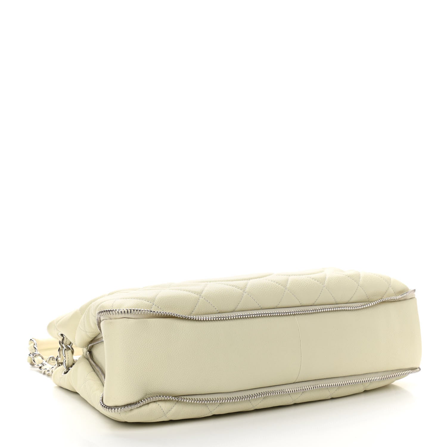 Chanel Caviar Quilted Expandable Zip Shoulder Bag White 4 of 11