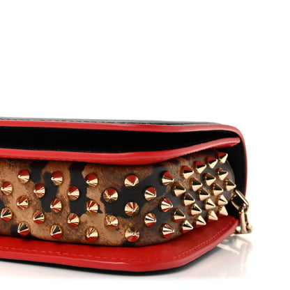 Christian Louboutin Calfskin Nappa Leopard Print Spikes Small Paloma Bag Black 9 of 10