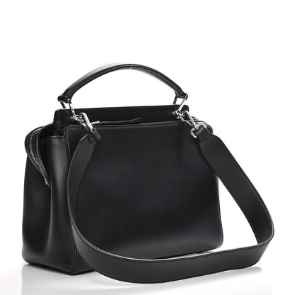 Fendi Vitello Baltico Dolce Shiny Nappa Lace Up DotCom Satchel Black Blue 4 of 11