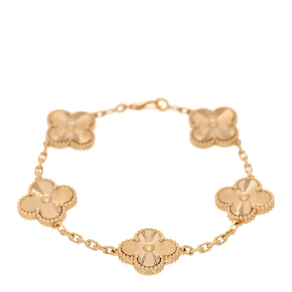 Van Cleef & Arpels 18K Yellow Gold 5 Motifs Guilloche Vintage Alhambra Bracelet 1 of 4