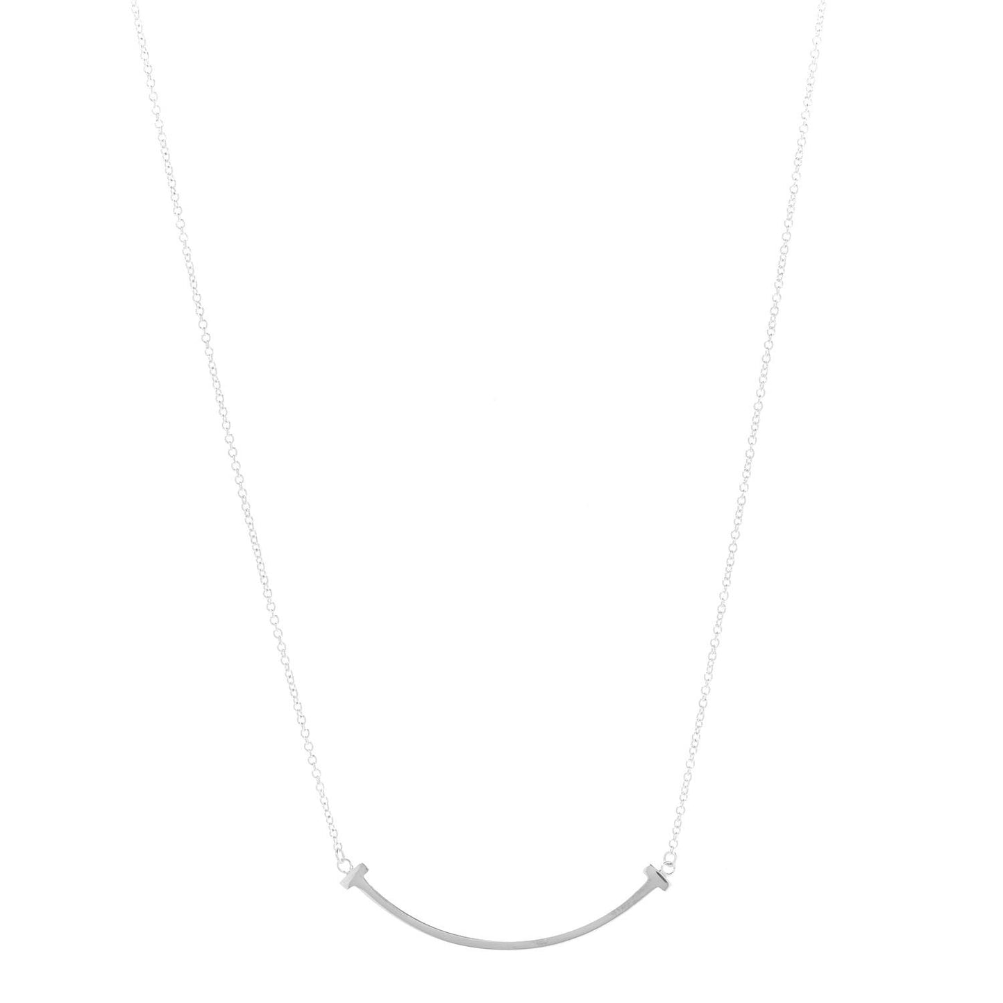 Sterling Silver Small T Smile Pendant Necklace