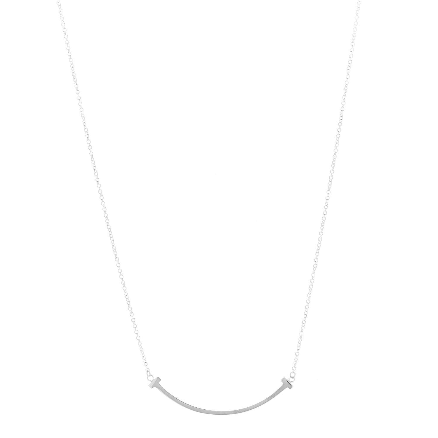 Tiffany Sterling Silver Small T Smile Pendant Necklace 1 of 7