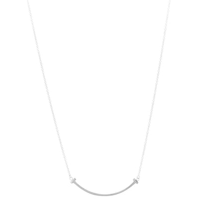 Tiffany Sterling Silver Small T Smile Pendant Necklace 1 of 7