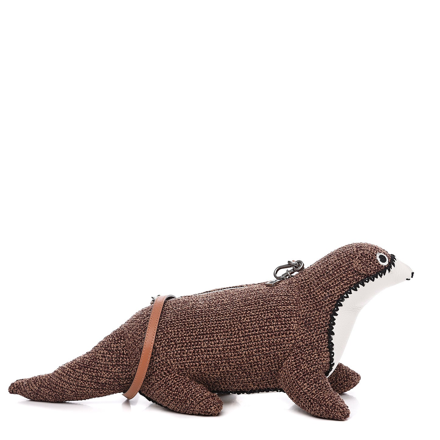 Wool Calfskin Otter Crossbody Bag Oak Tan