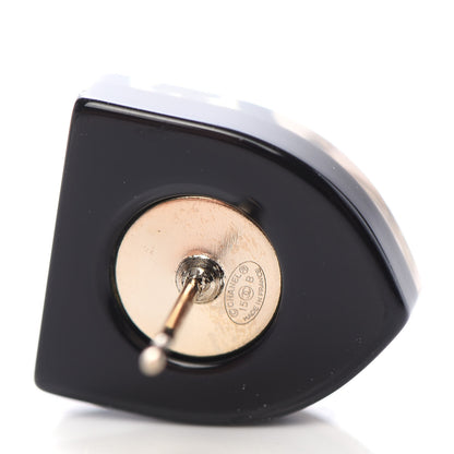 Chanel Enamel CC Shield Earrings Gold Black 4 of 4