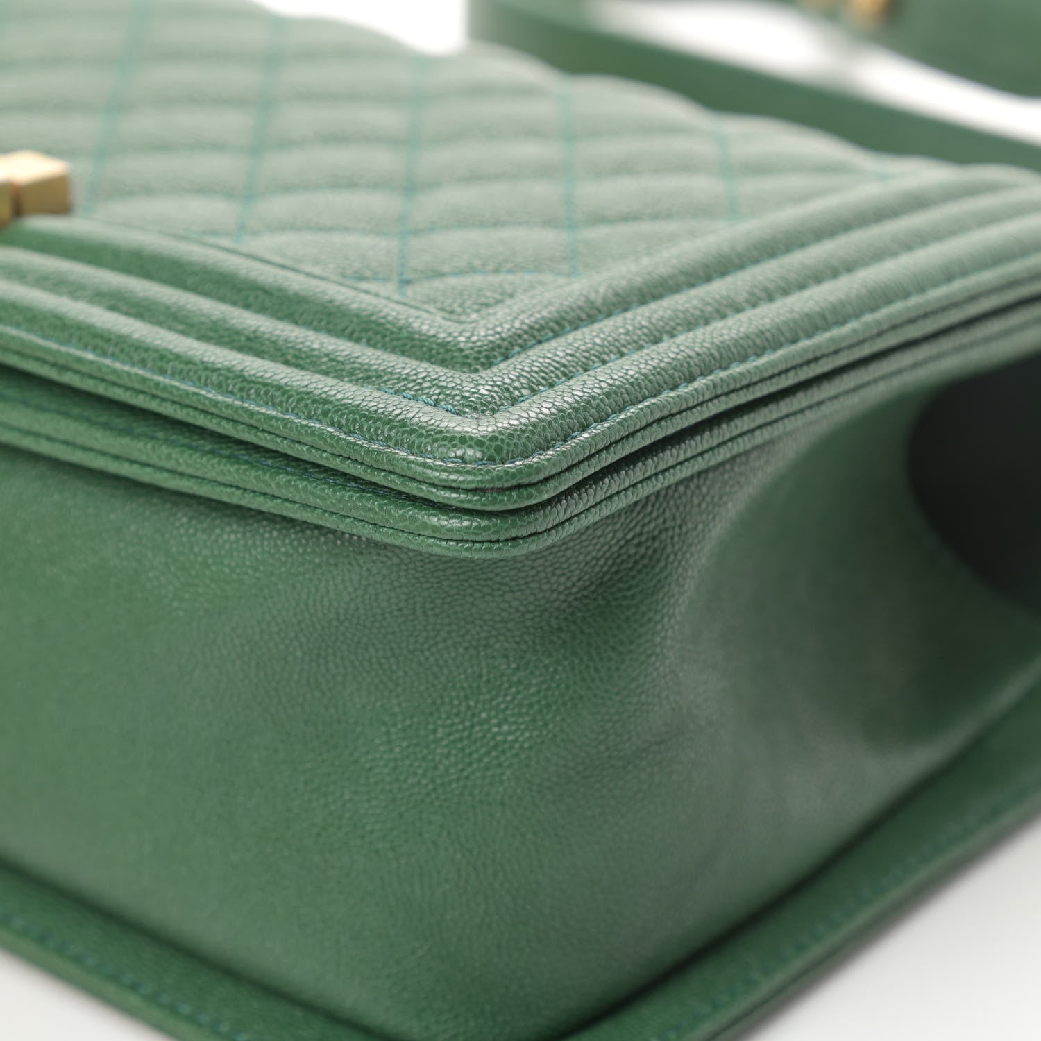 Chanel Caviar Quilted Medium Boy Flap Green 10 of 12
