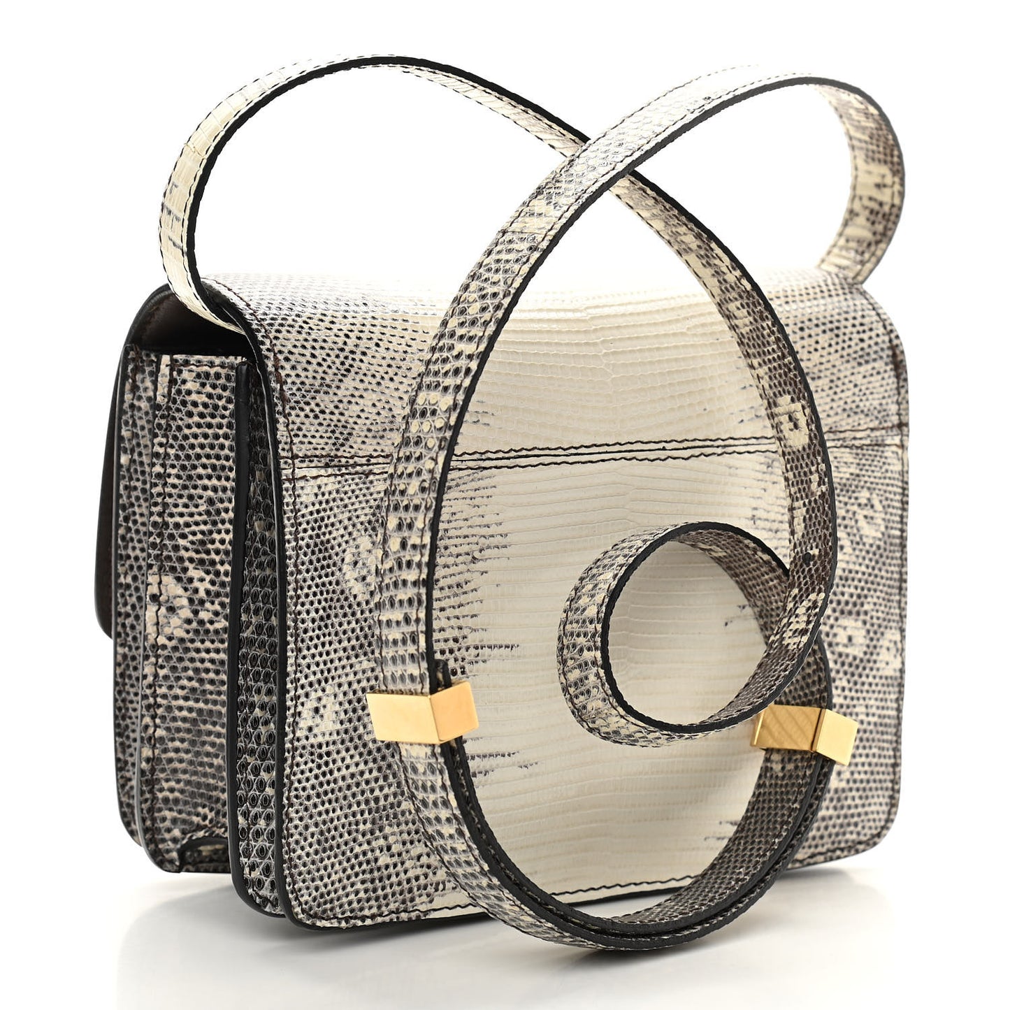Lizard Small Classic Box Flap Bag Natural