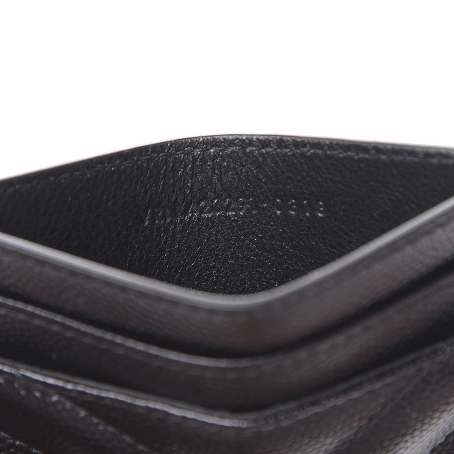 Grain De Poudre Matelasse Chevron Monogram Credit Card Case Black