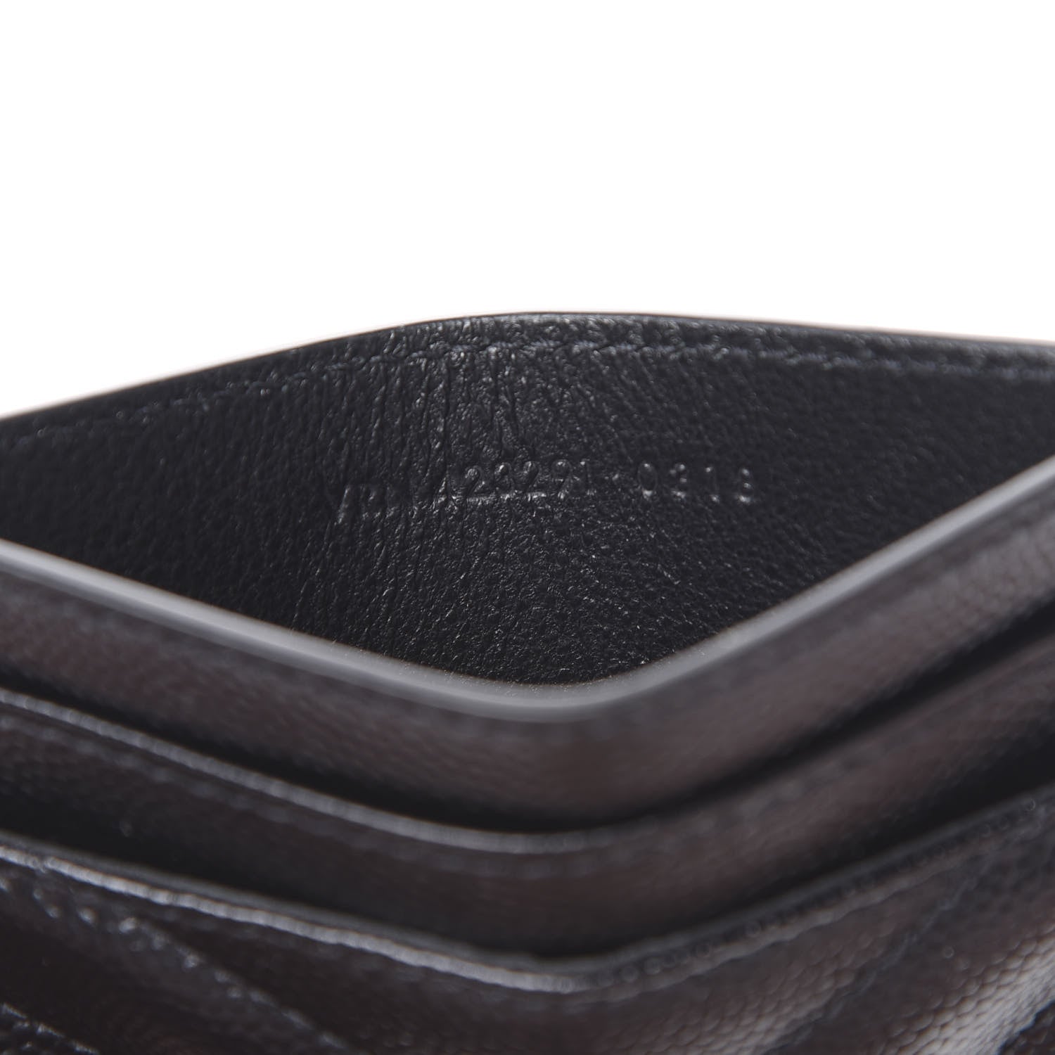 Saint Laurent Grain De Poudre Matelasse Chevron Monogram Credit Card Case Black 6 of 7