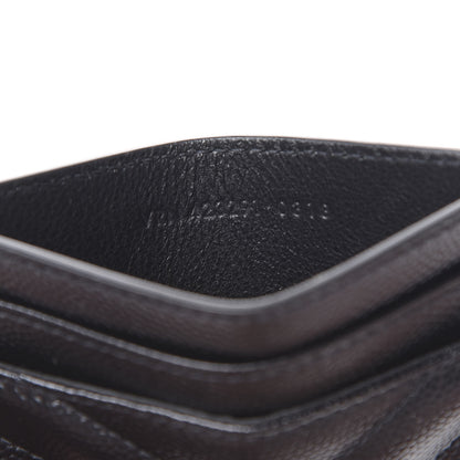 Saint Laurent Grain De Poudre Matelasse Chevron Monogram Credit Card Case Black 6 of 7