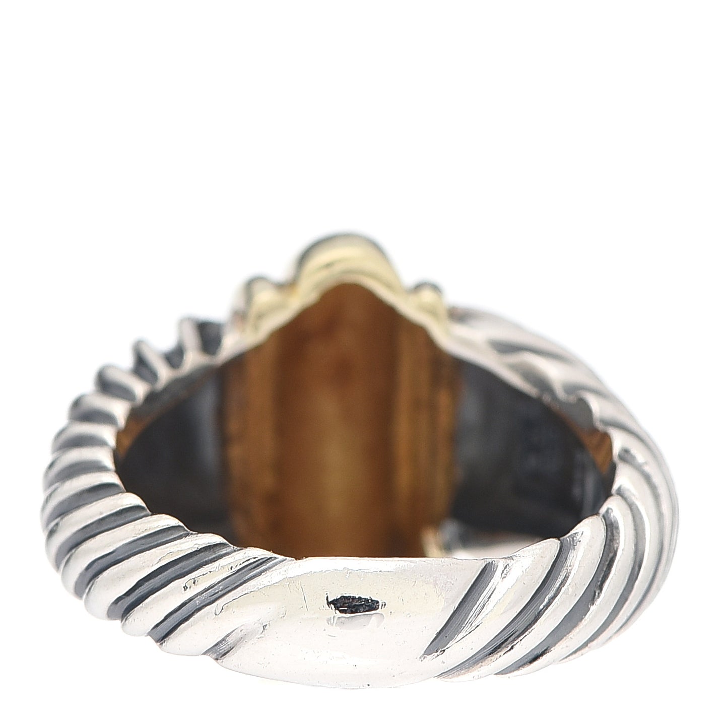 Sterling Silver 14K Yellow Gold Cable Station Ring 53 6.5