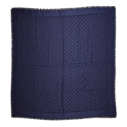 Louis Vuitton Wool Silk Monogram Shawl Blue Nuit 1 of 4