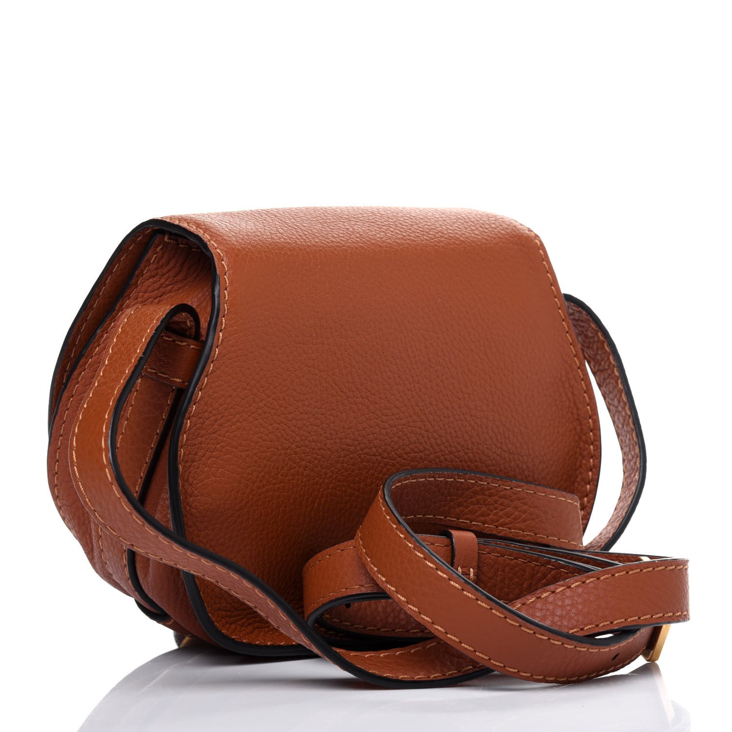 Calfskin Mini Marcie Round Crossbody Bag Tan