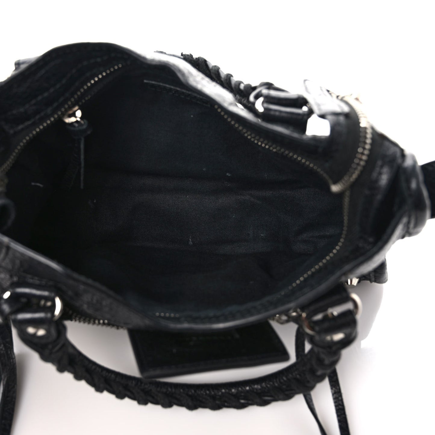 Agneau Classic Silver Hardware Mini City Logo Strap Black Pink
