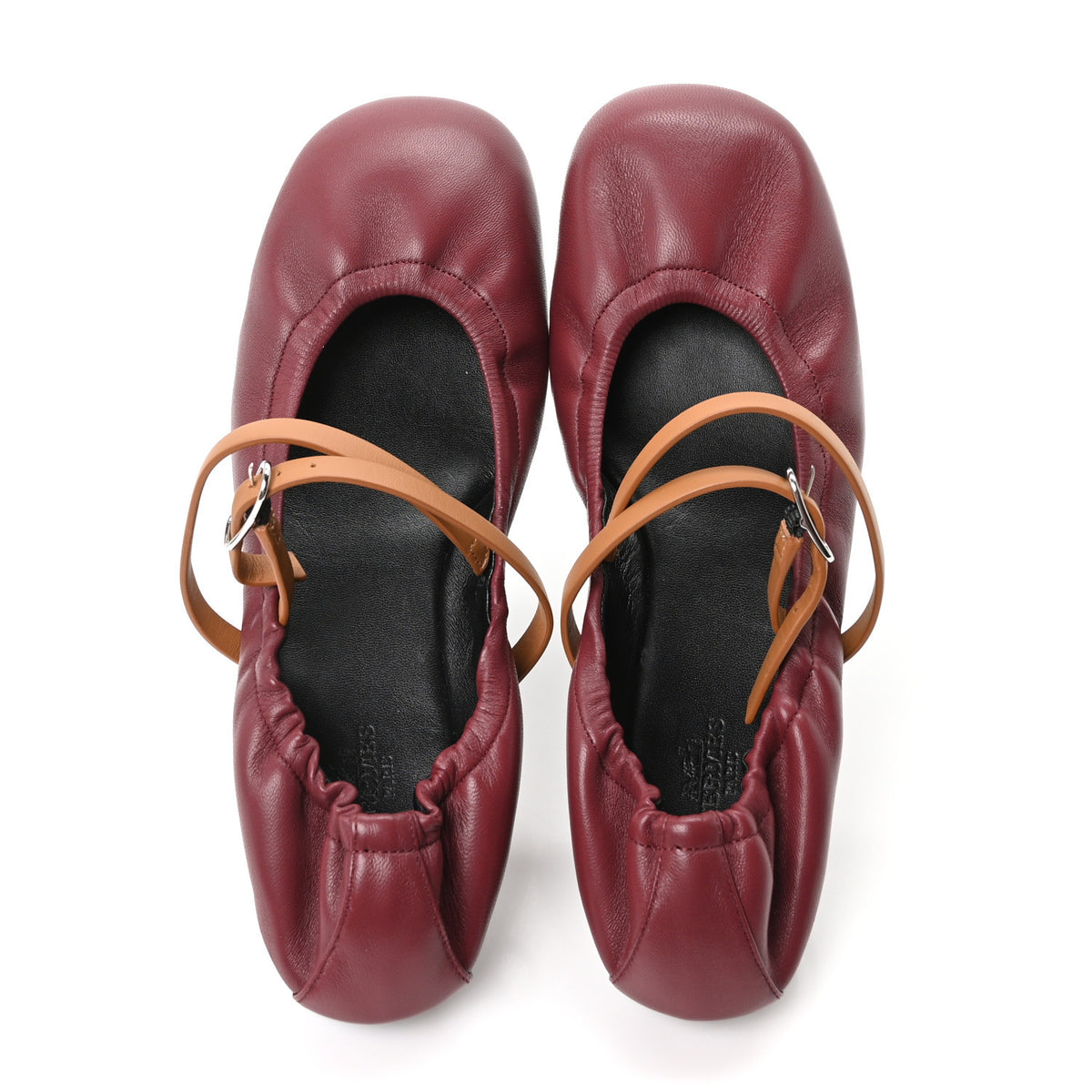 Hermes Nappa Jolly Ballet Flats 38.5 Rouge H Naturel 2 of 9