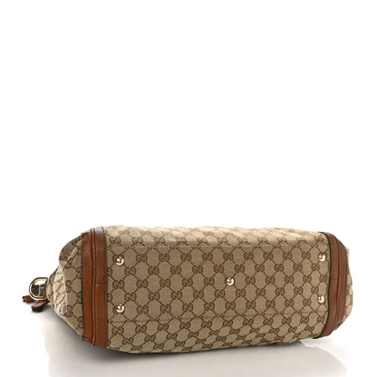 Gucci Monogram Cellarius Calfskin Large Bella Top Handle Bag Beige Ebony Cuir 4 of 9