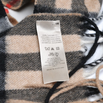 Burberry Cashmere Giant Check Fringe Scarf Camel 5 of 5
