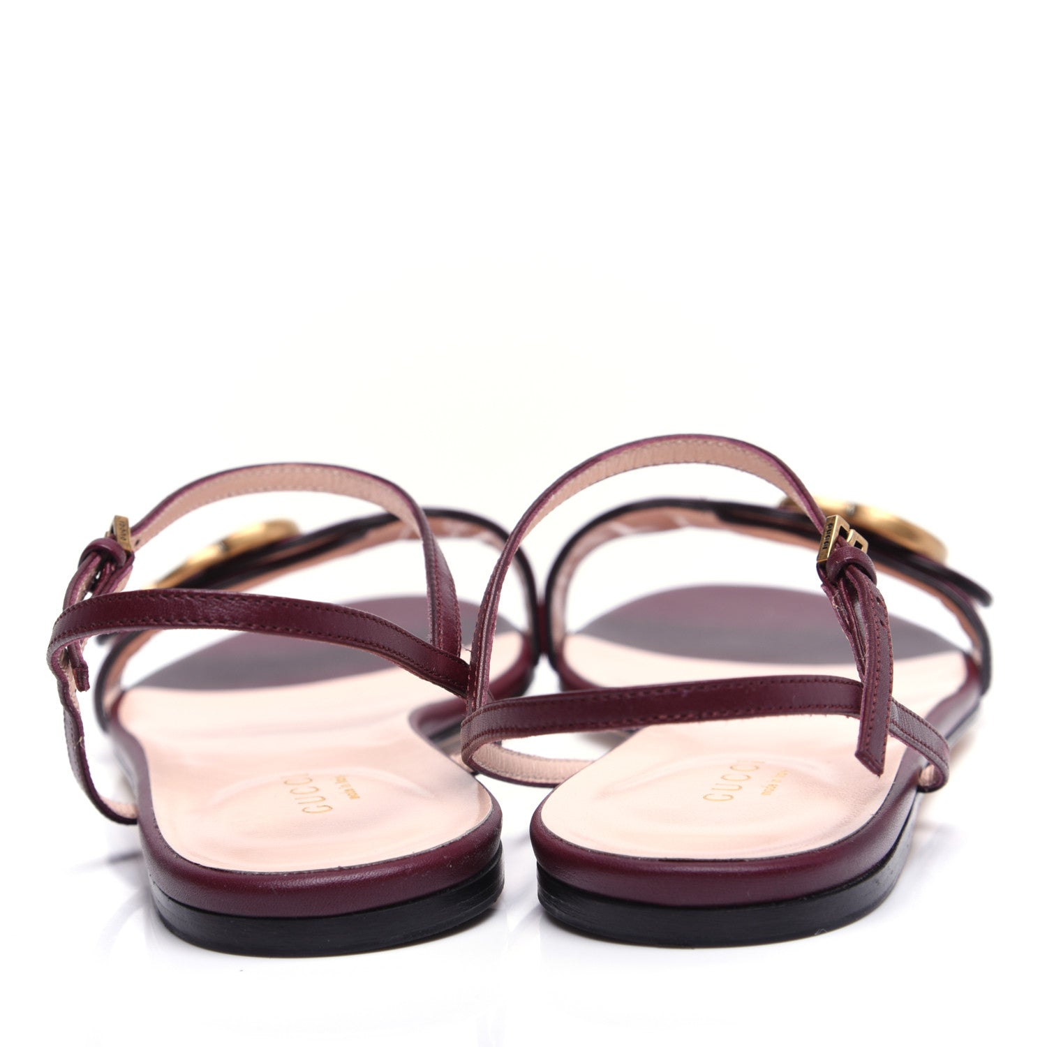 Gucci Lifford Calfskin GG Marmont Ankle Wrap Flat Sandals 39 Vintage Bordeaux 4 of 11
