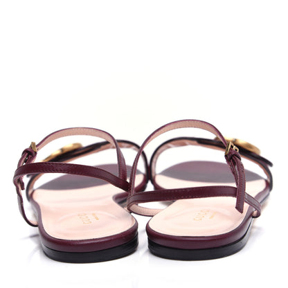 Gucci Lifford Calfskin GG Marmont Ankle Wrap Flat Sandals 39 Vintage Bordeaux 4 of 11