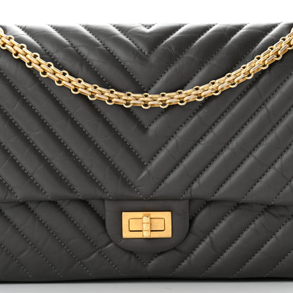 Chanel Aged Calfskin Chevron Quilted 2.55 Reissue 226 Flap Dark Grey 8 of 11