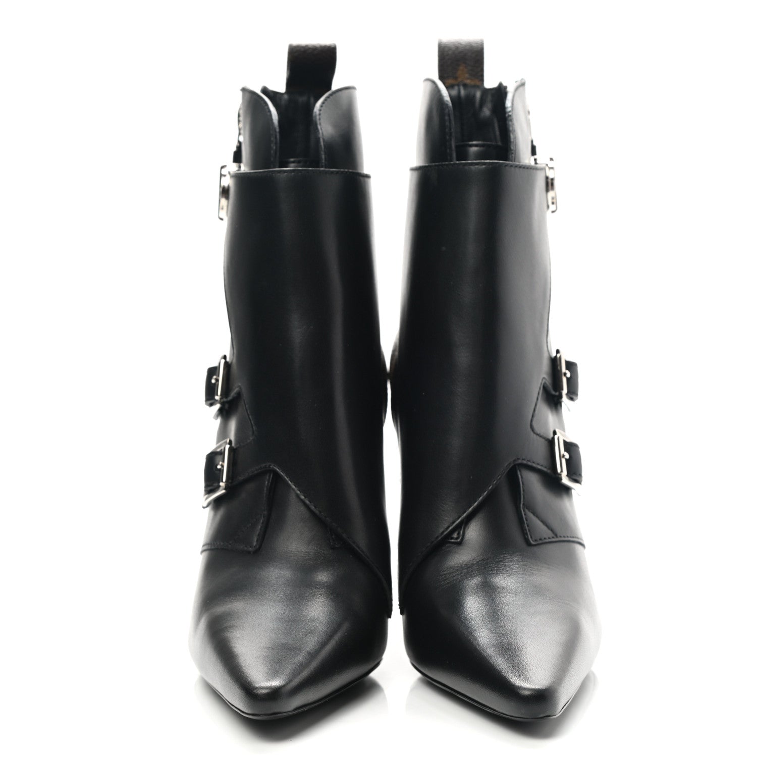 Louis Vuitton Calfskin Monogram Janet Ankle Boots 36.5 Black 2 of 9