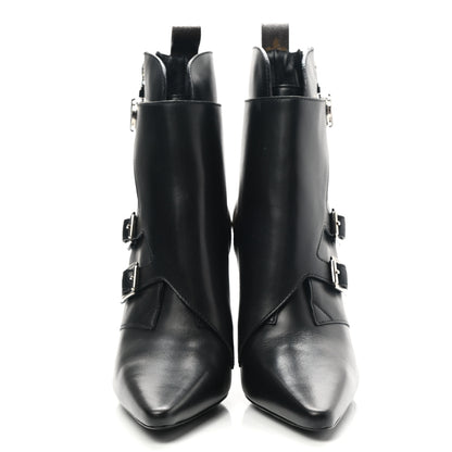 Louis Vuitton Calfskin Monogram Janet Ankle Boots 36.5 Black 2 of 9
