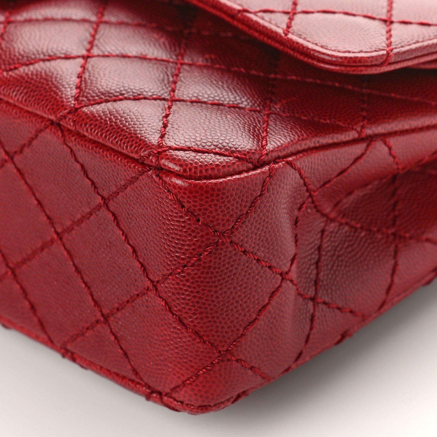 Chanel Caviar Quilted Medium Double Flap Dark Red 9 of 13